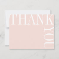 Blush and White Modern Grand Texte Merci Note
