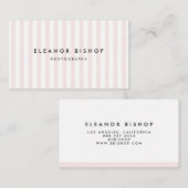 Blush and White Pinstripes Pattern Modern Visitekaartje (Voorkant / Achterkant)