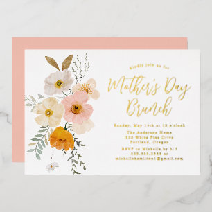 Blush and Yellow Floral Moederdag Brunch Folie Uitnodiging