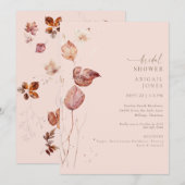 Blush Automne Gold Texte Bridal Douche Invitation (Devant / Derrière)