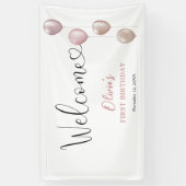 Blush Balloons Meisje eerste verjaardag Welkom Spandoek (Verticaal)