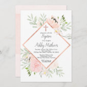 blush baptisme uitnodiging , eerste mededeling (Voorkant / Achterkant)