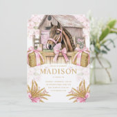 Blush Barn Horse Birthday Invitation for Girls (Debout devant)