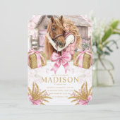 Blush Barn Horse Birthday Invitation with Girl (Debout devant)