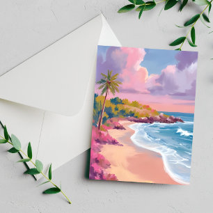 Blush Beach Roze Oceaan Schilderij Kaart