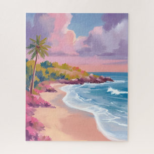 Blush Beach   Roze Oceaan Schilderij Legpuzzel