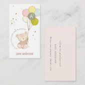 Blush Beer ballon Monogram Kinder Afspeeldatum Roe Visitekaartje (Voorkant / Achterkant)