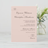 Blush Beige Elegant Chic Calligraphy Wedding Kaart (Staand voorkant)
