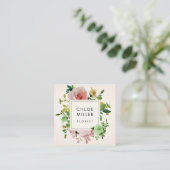 Blush Beige  Floral Square Visitekaartjes (Staand voorkant)