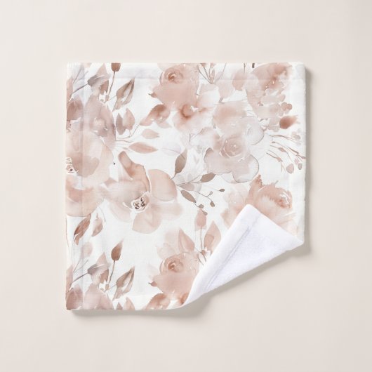 Blush Beige Floral Watercolor Pattern (Gant de toilette)