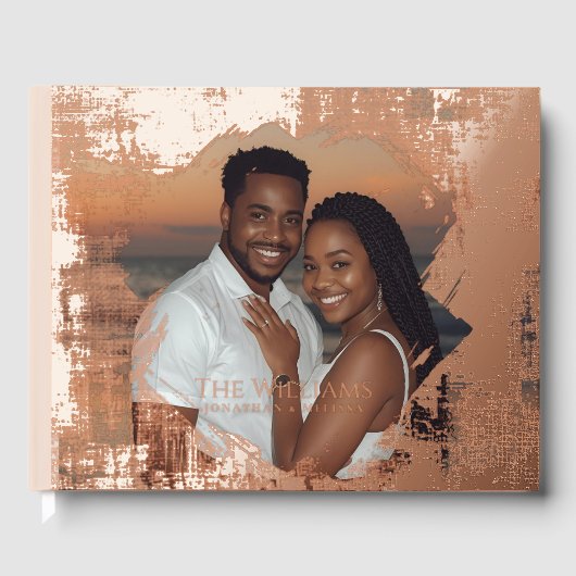 Blush Beige Folie Guestbook Beach Uniek gastenboek (Voorkant)