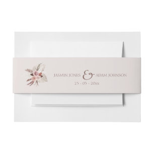 Blush Beige Pampas Boho Wedding Uitnodigingen Wikkel