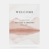 Blush Bergketen Landschap Bruiloft Acryl Bord (Voorkant)