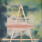 Blush Bergketen Landschap Bruiloft Acryl Bord (Neutraal)