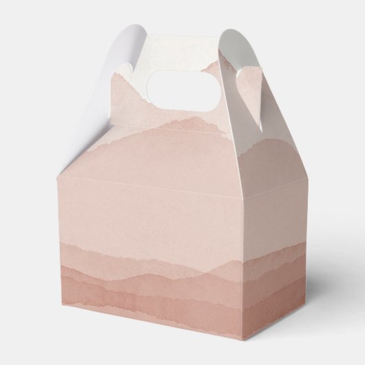 Blush Bergketen Landschap Monogram Bruiloft Bedankdoosjes (Achterkant)