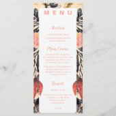 Blush & Black Bloemen Huwelijk Receptie Diner Menu (Voorkant)