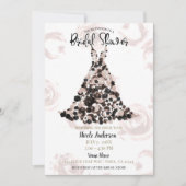 Blush Black Classy Floral Roos Dress Vrijgezellenf Kaart (Voorkant)