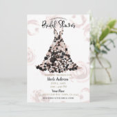 Blush Black Classy Floral Roos Dress Vrijgezellenf Kaart (Staand voorkant)