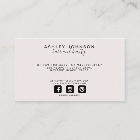 Blush & Black Garden Flowers Script Visitekaartje (Achterkant)