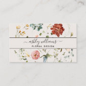 Blush & Black Garden Flowers Script Visitekaartje (Voorkant)