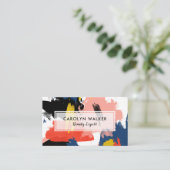 Blush Black & Navy - Abstracte Waterverf Visitekaartje (Staand voorkant)