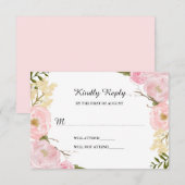 Blush Blanc Mariage Floral Botanique RSVP (Devant / Derrière)