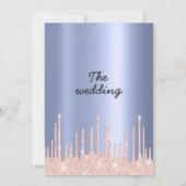 Blush blauw gradiënt roos gouden glitter drip brui kaart (Achterkant)