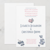 Blush Blauw Roze Bloemen Bruiloft Kaart (Voorkant / Achterkant)