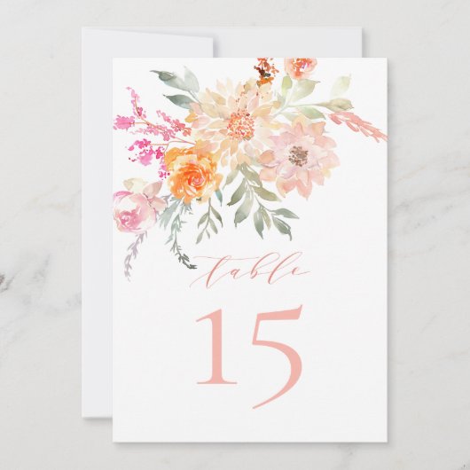 Blush Blauwgroen Baby in Bloom Baby shower Tafelnu Kaart (Voorkant)