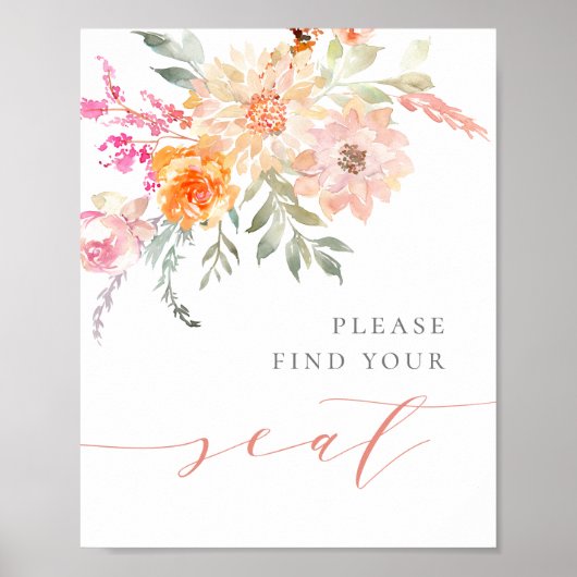 Blush Blauwgroen Floral vindt u uw zitbord Poster (Voorkant)