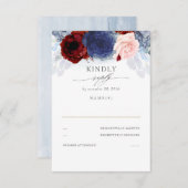 Blush bleu et Mariage rouge Bourgogne RSVP (Devant / Derrière)