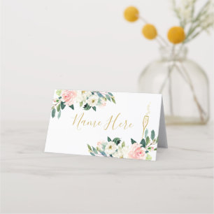 Blush Bloem Kaviaar Glas Gevouwen Plaatskaart
