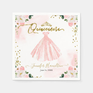 Blush Bloem Roze Quinceanera Servet