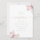 Blush Bloemblaadjes Elegant Meisjes Doop Kaart (Voorkant)