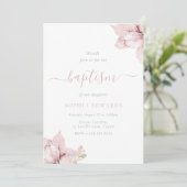 Blush Bloemblaadjes Elegant Meisjes Doop Kaart (Staand voorkant)