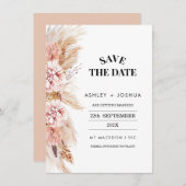 Blush Bloemen Boho Pampas Grass Opslaan van de dat Kaart (Voorkant / Achterkant)