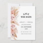Blush Bloemen Boho Pampas Grass Opslaan van de dat Kaart (Voorkant)