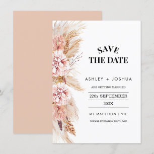 Blush Bloemen Boho Pampas Grass Opslaan van de dat Kaart