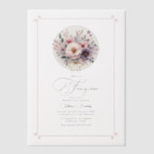 Blush Bloemen Bow "Fancy One" Eerste Verjaardag Vellum Uitnodigingen (Voorkant)