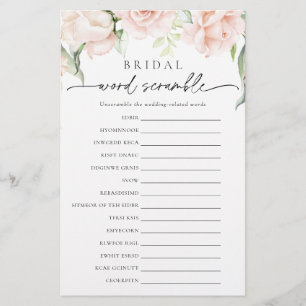Blush Bloemen Bruids Woord Scramble Douche Spel