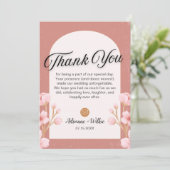 Blush Bloemen bruiloft dank u kaart met foto (Staand voorkant)