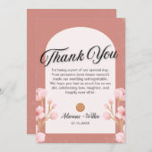 Blush Bloemen bruiloft dank u kaart met foto (Voorkant / Achterkant)