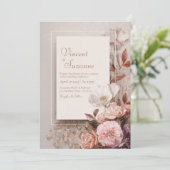 Blush  Bloemen bruiloft Kaart (Staand voorkant)