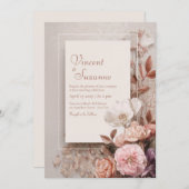 Blush  Bloemen bruiloft Kaart (Voorkant / Achterkant)