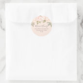 Blush Bloemen Bruiloft Retouradres Custom Ronde Sticker (Tas)