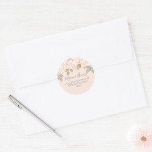 Blush Bloemen Bruiloft Retouradres Custom Ronde Sticker