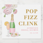 Blush Bloemen Brunch en Bubbly Pop Fizz Clink Sparkling Wijnetiket (Enkel label)