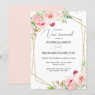 Blush Bloemen Elegante Geometrische Huwelijksgelof Kaart