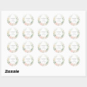 Blush Bloemen en groen Bruiloft Ronde Sticker (Vel)