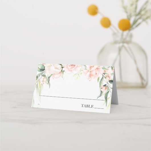 Blush bloemen en groen Naam Plaats Kaarten (Voorkant)